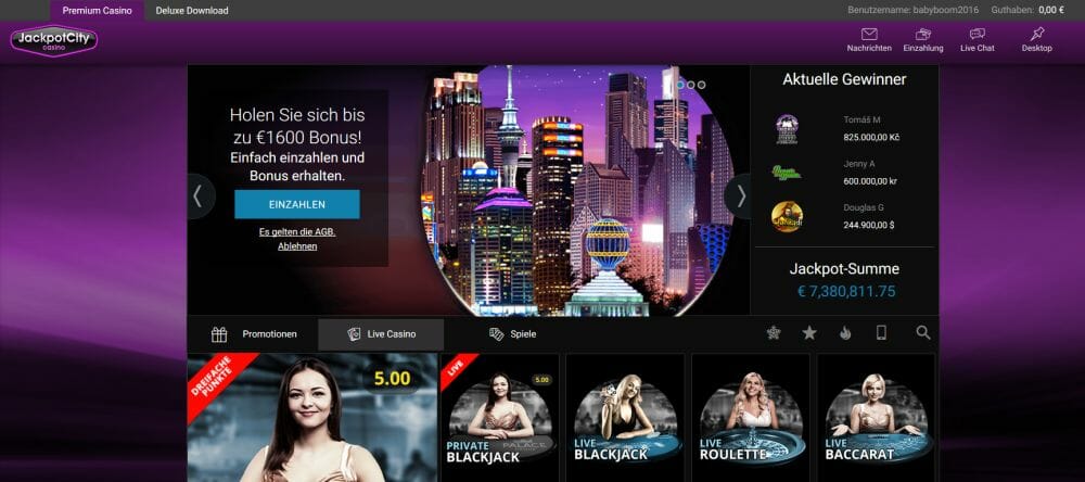 Jackpot City Live Casino Vorschau