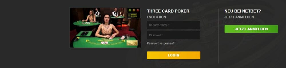 Live Three Card Poker NetBet