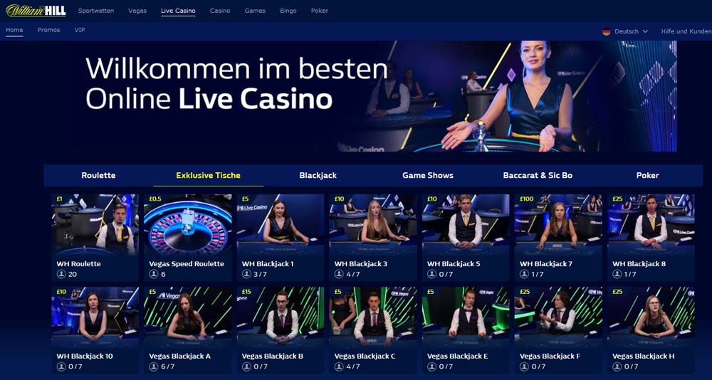 William Hill Livecasino Vorschau